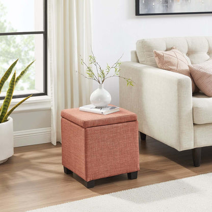 Halifax 14.75 Square Fabric Storage Ottoman - Orange|Pouf de rangement carré Halifax de 14,75 po en tissu - orange