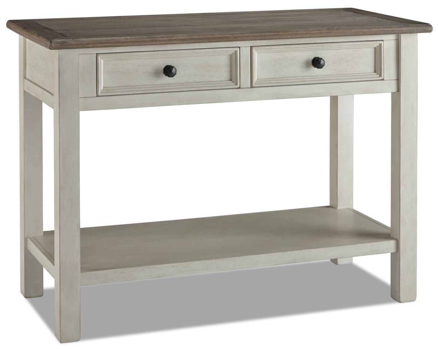 Colby 46 po Table de salon rustique avec rangement et tablette - bois deux teintes