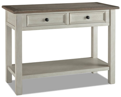 Colby 46 po Table de salon rustique avec rangement et tablette - bois deux teintes
