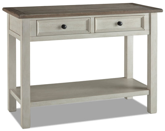 Colby 46 po Table de salon rustique avec rangement et tablette - bois deux teintes