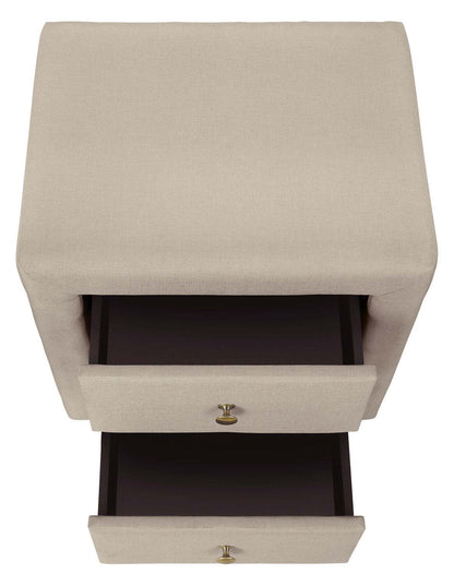 Table de nuit rembourrée à 2 tiroirs Zara, 20,5 L x 20,75 H - Beige | Table de nuit rembourrée Zara de 20,5 po (l) x 20,75 po (H) à 2 tiroirs - beige