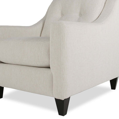 Fabriqué au Canada Cindy Crawford Home Chaise Kylie 32 en tissu d'apparence lin avec capitonnage de boutons - Zeus Pearl | Fauteuil Kylie de Cindy Crawford Home de 32 po fabriqué au Canada en tissu d'apparence lin avec capitonnage - perle Zeus