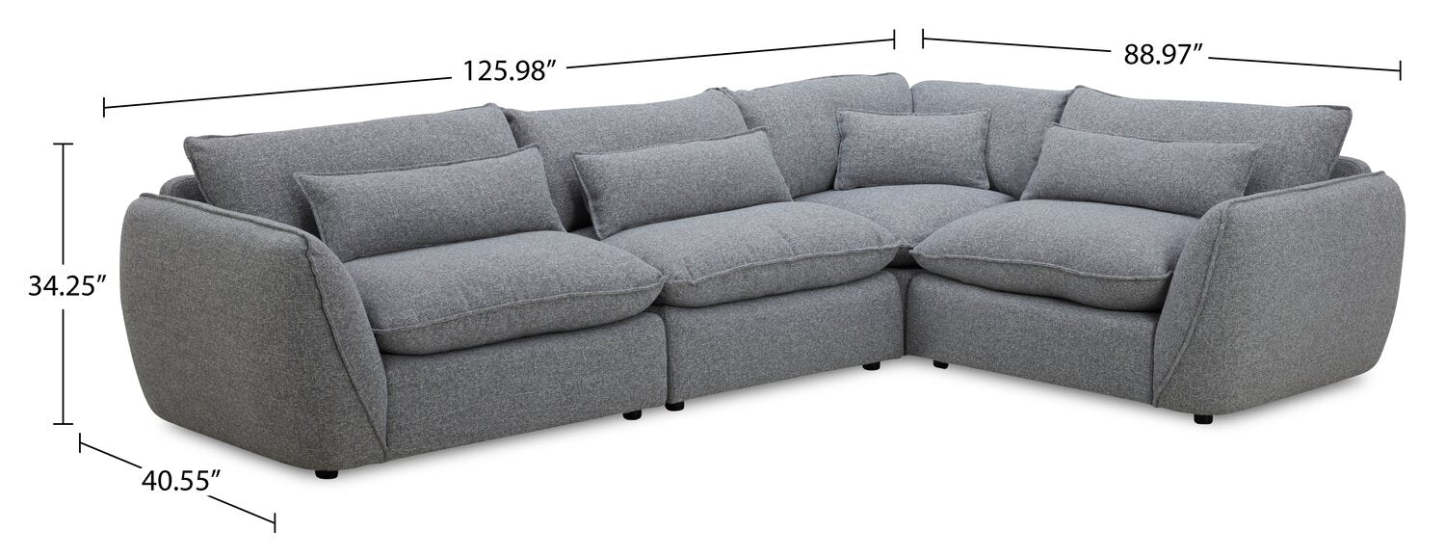 Sofa sectionnel Monaco 4 pièces - Gris | Canapé sectionnel Monaco 4 pièces - gris | MONAGSEC