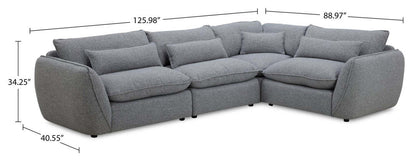 Sofa sectionnel Monaco 4 pièces - Gris | Canapé sectionnel Monaco 4 pièces - gris | MONAGSEC