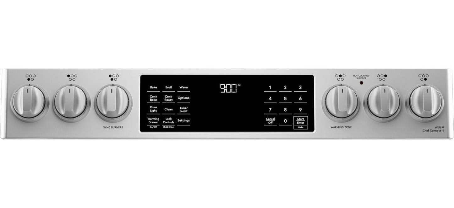 Cuisinière intelligente électrique Café de 5,7 pi³ avec caméra dans le four et capteur sur la surface - Acier inoxydable - CHS…