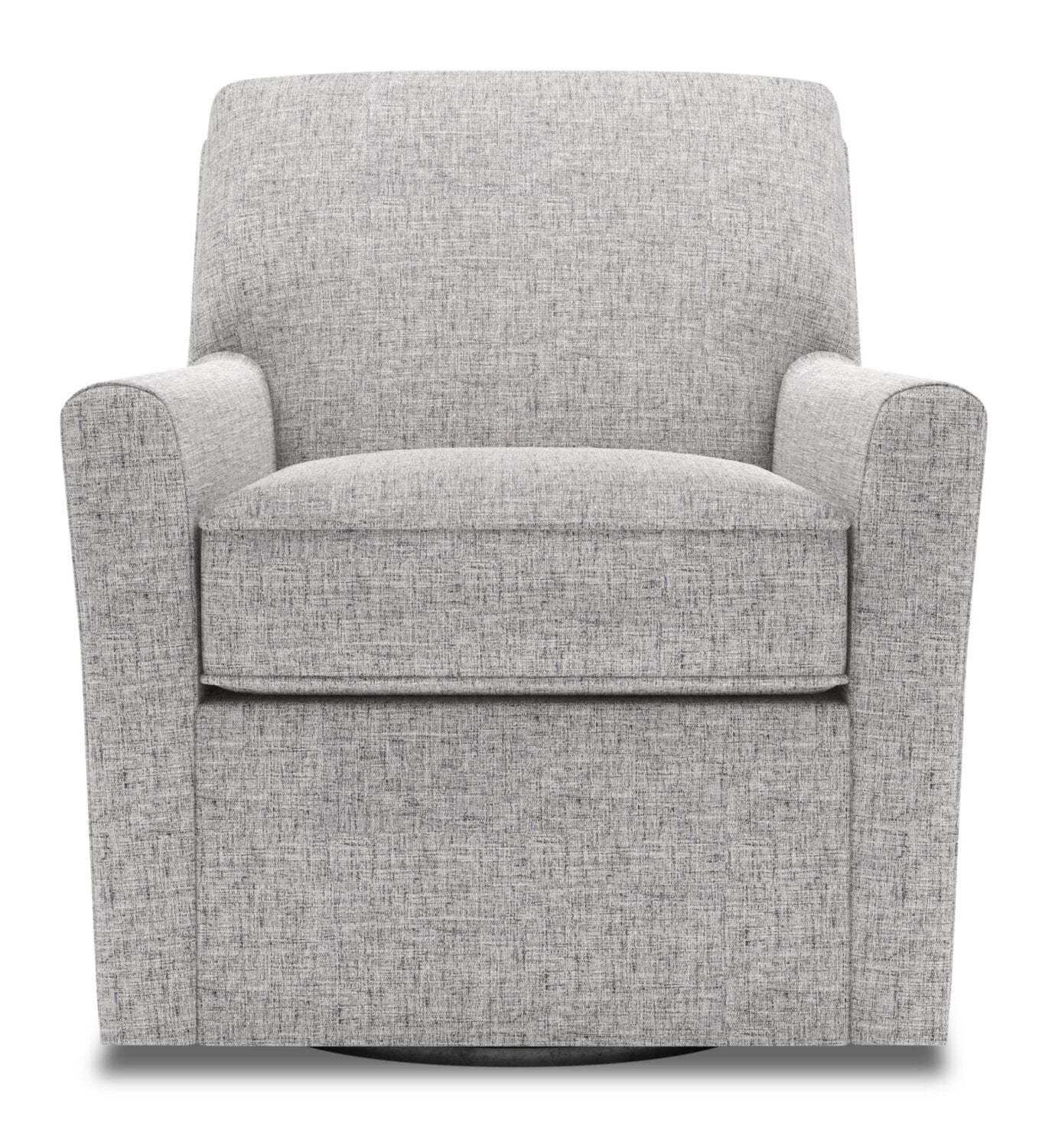 Fauteuil d’appoint pivotant personnalisable Sofa Lab de 31 po fabriqué au Canada en tissu d’apparence lin - gris Luna Domino | SWIV2191