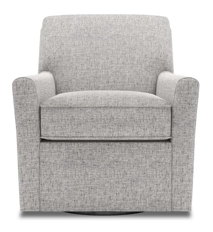 Fauteuil d’appoint pivotant personnalisable Sofa Lab de 31 po fabriqué au Canada en tissu d’apparence lin - gris Luna Domino | SWIV2191