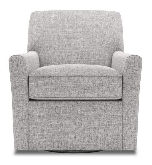 Fauteuil d’appoint pivotant personnalisable Sofa Lab de 31 po fabriqué au Canada en tissu d’apparence lin - gris Luna Domino | SWIV2191