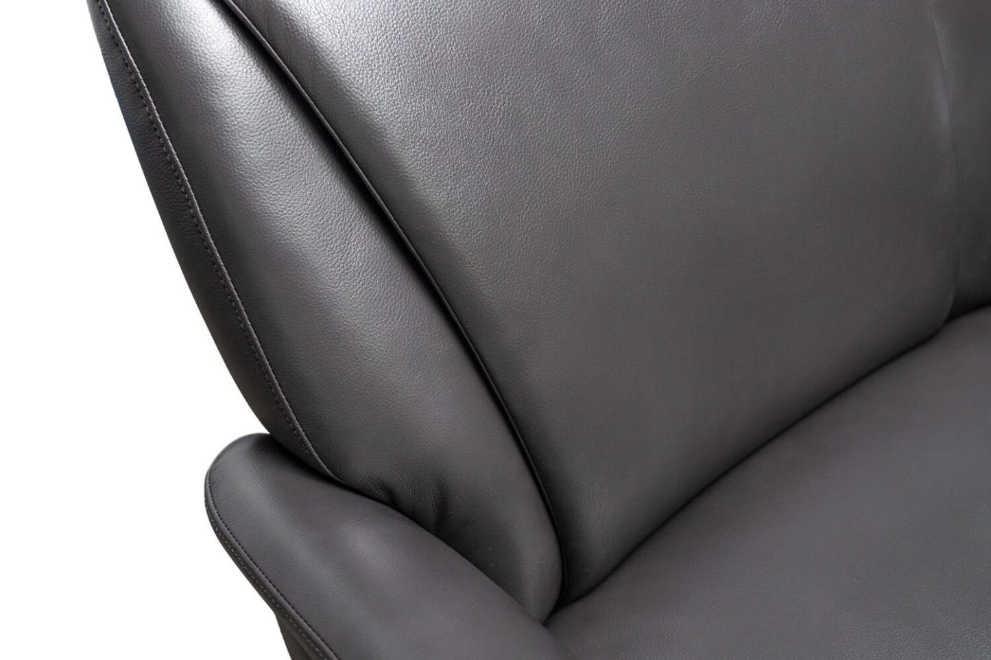 Vega 29,5 Fauteuil inclinable pivotant sans stress en similicuir avec repose-pieds et pieds en aluminium - Gris | Fauteuil pivotant inclinable Vega antistress de 29,5 po en similicuir avec repose-pieds et pattes en aluminium - gris