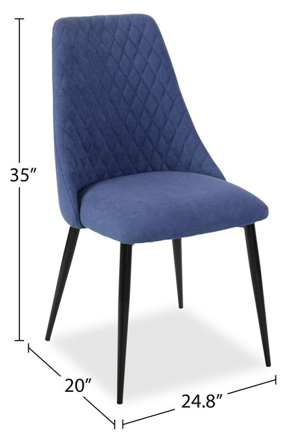 Chaise de salle à manger Miya avec tissu polyester, métal - Bleu marine | Chaise de salle à manger Miya en tissu de polyester et en métal - bleu marine