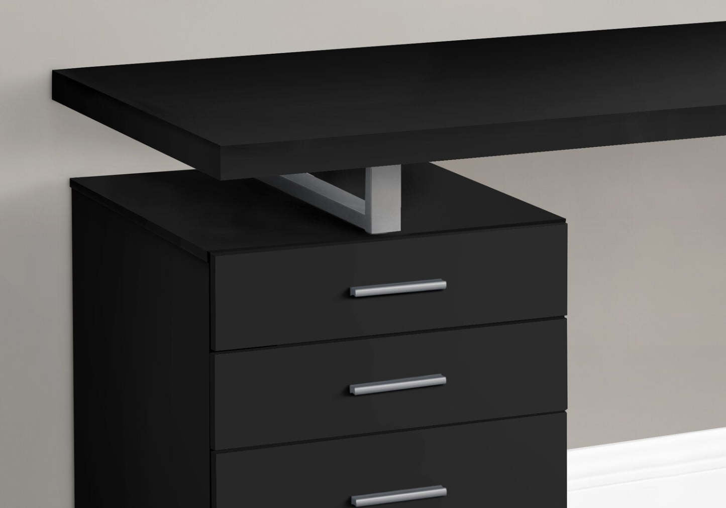 Bureau réversible Clayton 47.25 avec 3 tiroirs - Noir|Bureau réversible Clayton de 47,25 po à 3 tiroirs - noir