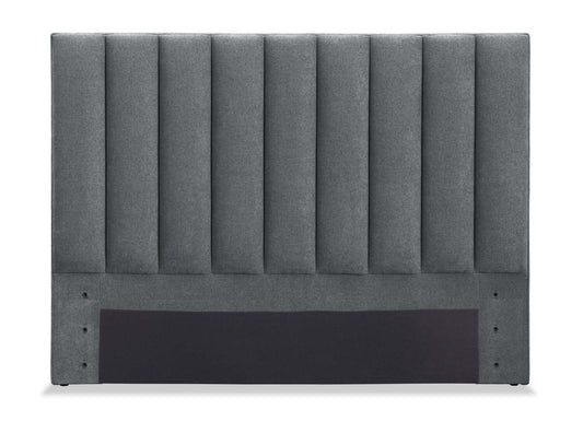 Tête de lit rembourrée Amos en tissu anthracite, canalisé - Queen Size | Tête de lit rembourrée Amos en tissu anthracite en canaux - format grand lit