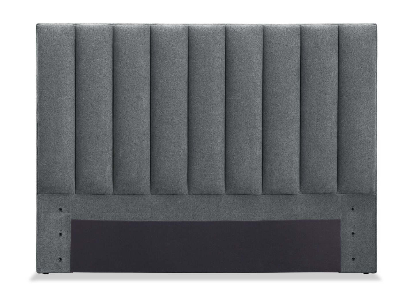Tête de lit rembourrée Amos en tissu anthracite, canalisée - Pleine grandeur | Tête de lit rembourrée Amos en tissu anthracite en canaux - format lit double