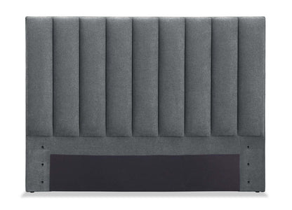 Tête de lit rembourrée Amos en tissu anthracite, canalisée - Pleine grandeur | Tête de lit rembourrée Amos en tissu anthracite en canaux - format lit double