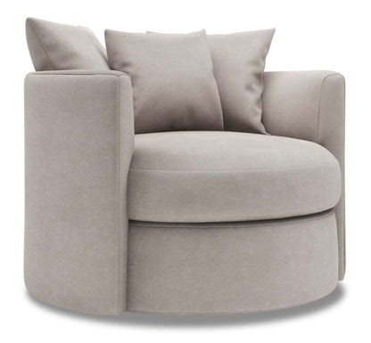 Fauteuil d’appoint pivotant Nest de Sofa Lab de 41 po fabriqué au Canada en tissu d’apparence lin - gris Pax Slate | NEST3049