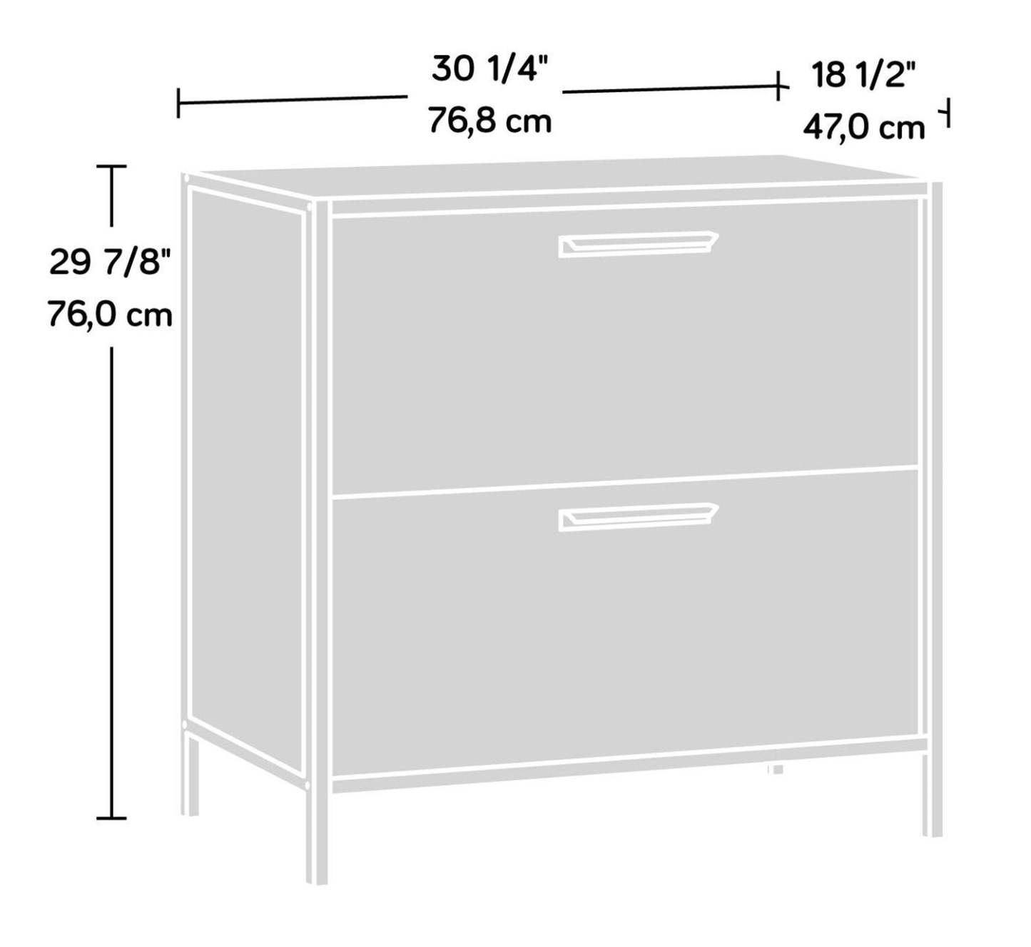 Tayla 30.24 2-Drawer Classing Cabinet - Vintage Oak &amp; Black|Classeur Tayla de 30,24 po à 2 tiroirs - chêne antique et noir