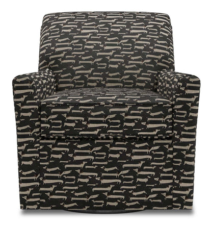 Fauteuil d'appoint pivotant personnalisable Sofa Lab de 31 po fabriqué au Canada en tissu - Peppercorn multicolore | SWIV1143