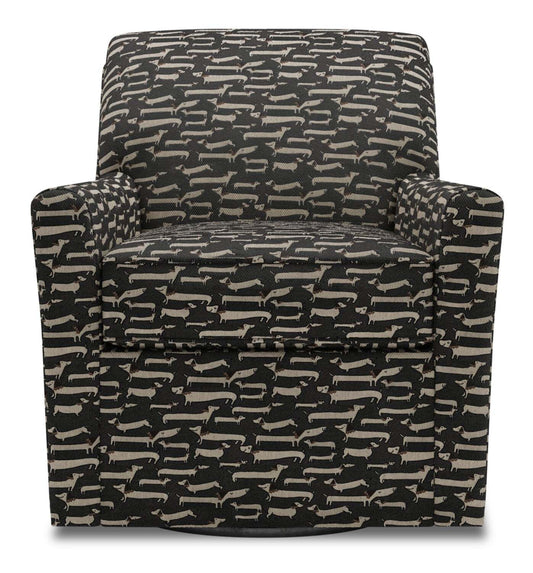 Fauteuil d'appoint pivotant personnalisable Sofa Lab de 31 po fabriqué au Canada en tissu - Peppercorn multicolore | SWIV1143