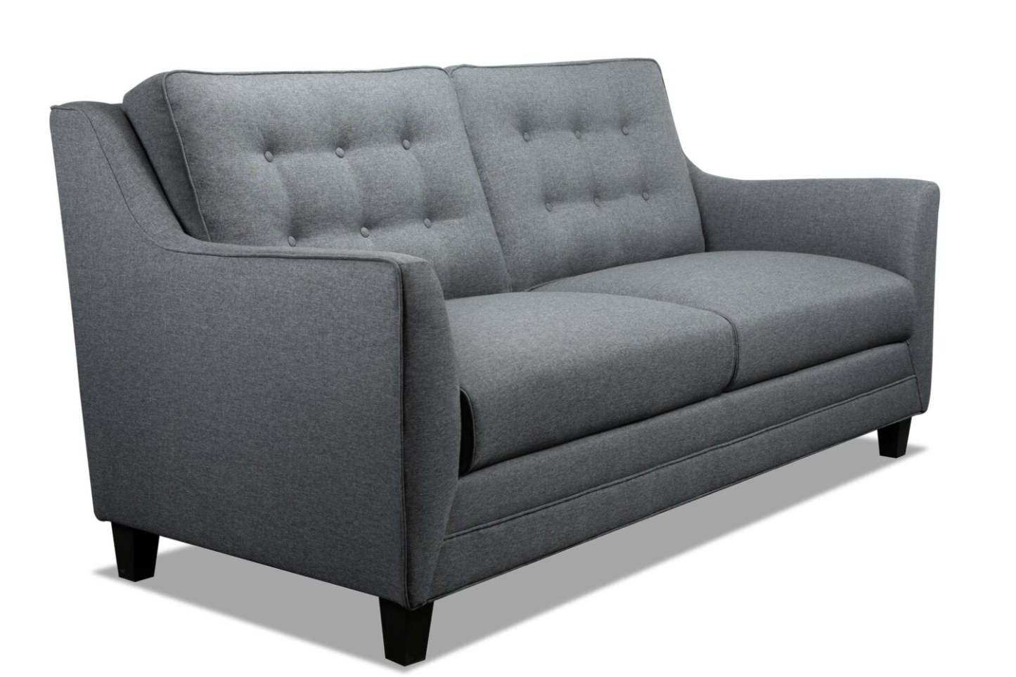 Canapé Novalee de 75,5 po en tissu d'apparence lin avec accoudoirs évasés et capitonnage à boutons - gris