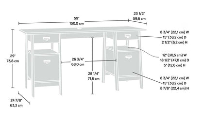 Kyree 59.06 Bureau de direction avec 4 tiroirs – Châtaignier crayeux | Bureau de direction Kyree de 59,06 po à 4 tiroirs - marron blanc