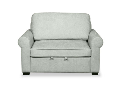 Scott Living Haven 55 Fauteuil-lit en tissu chenille avec pattes en bois - bleu écume de mer