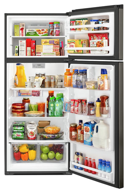 Réfrigérateur Whirlpool de 28 18 pi³ à congélateur supérieur - acier inoxydable noir - WRT518SZKV | Whirlpool 28 18 Cu. Ft. Top-Mount Refrigerator - Black Stainless - WRT5…