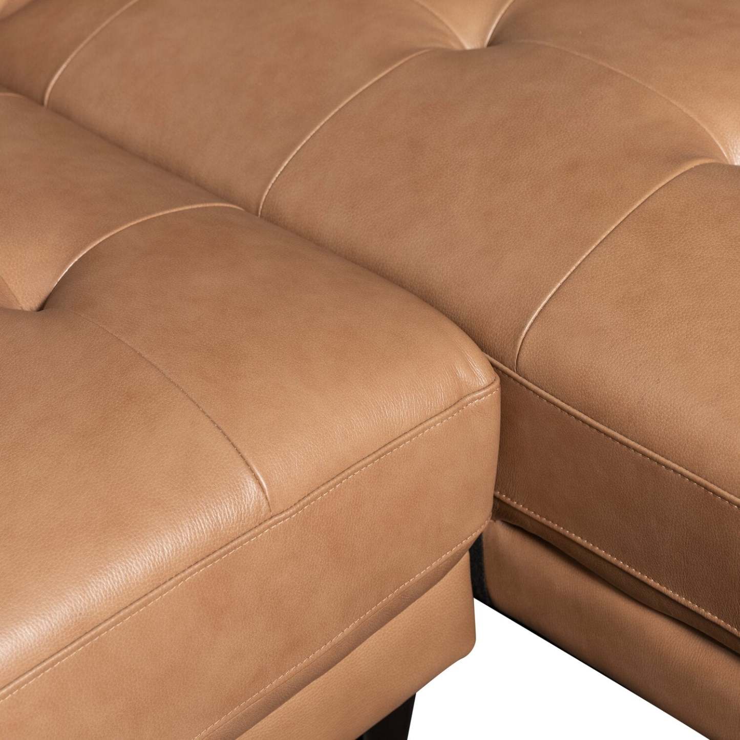Edge 2-Piece Right-Facing Genuine Leather Sectional with Wood Legs and Removable Back Cushions - Brown | Sofa sectionnel droit Edge 2 pièces en cuir véritable avec pieds en bois et coussins de dossier amovibles - brun