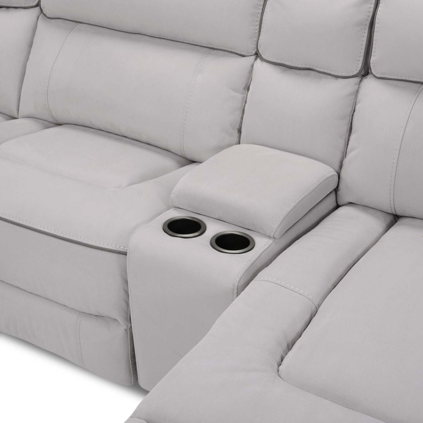 Canapé sectionnel de droite à inclinaison électrique Newport de Cindy Crawford Home 6 pièces en suédine - gris