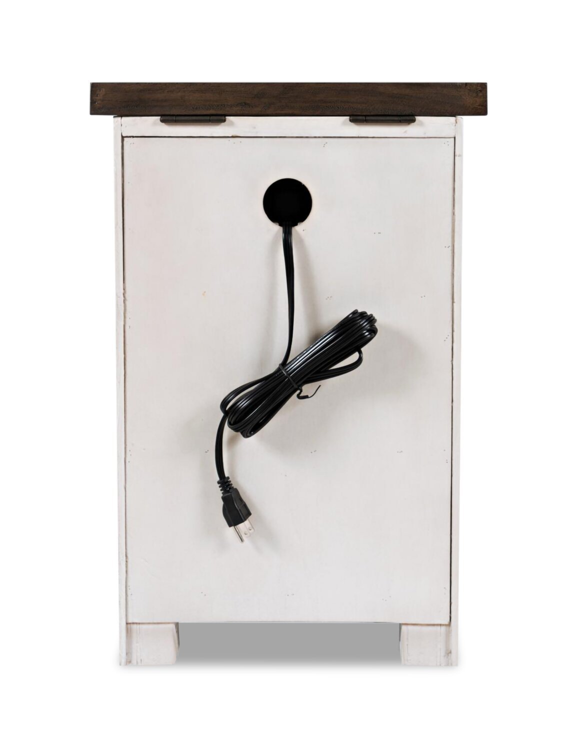 Morgan 16 Rustic Powered Chairside Table with Storage - White with Reclaimed Wood|Table de fauteuil rustique Morgan de 16 po avec rangement - blanche avec bois recyclé