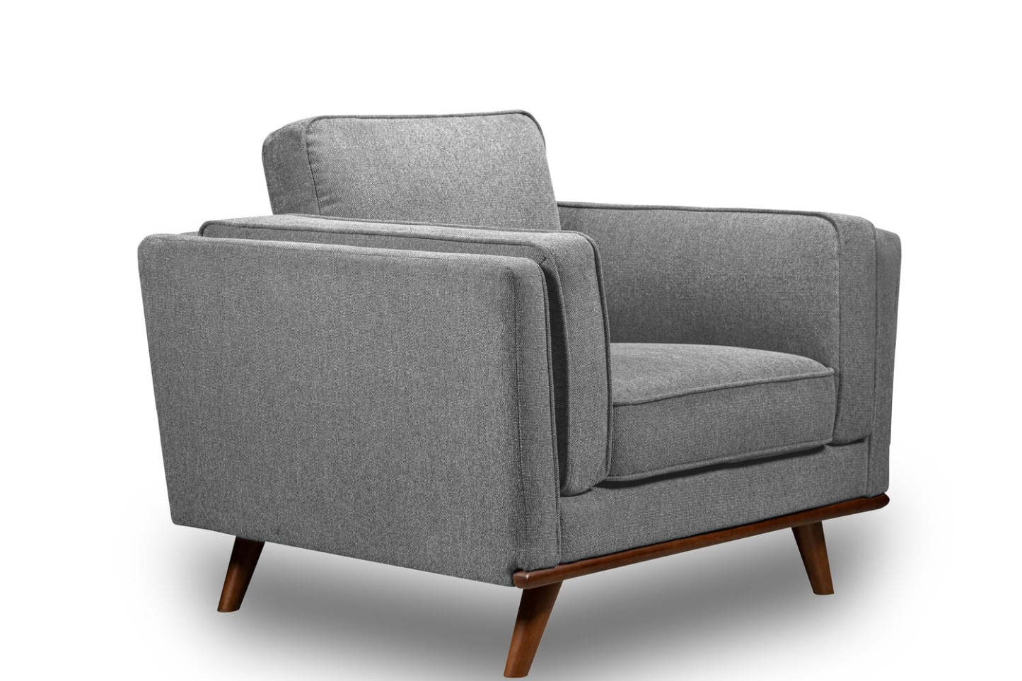 Fauteuil Kassia de Kort & Co. de 40,9 po en tissu d’apparence lin avec base et pattes en bois - gris