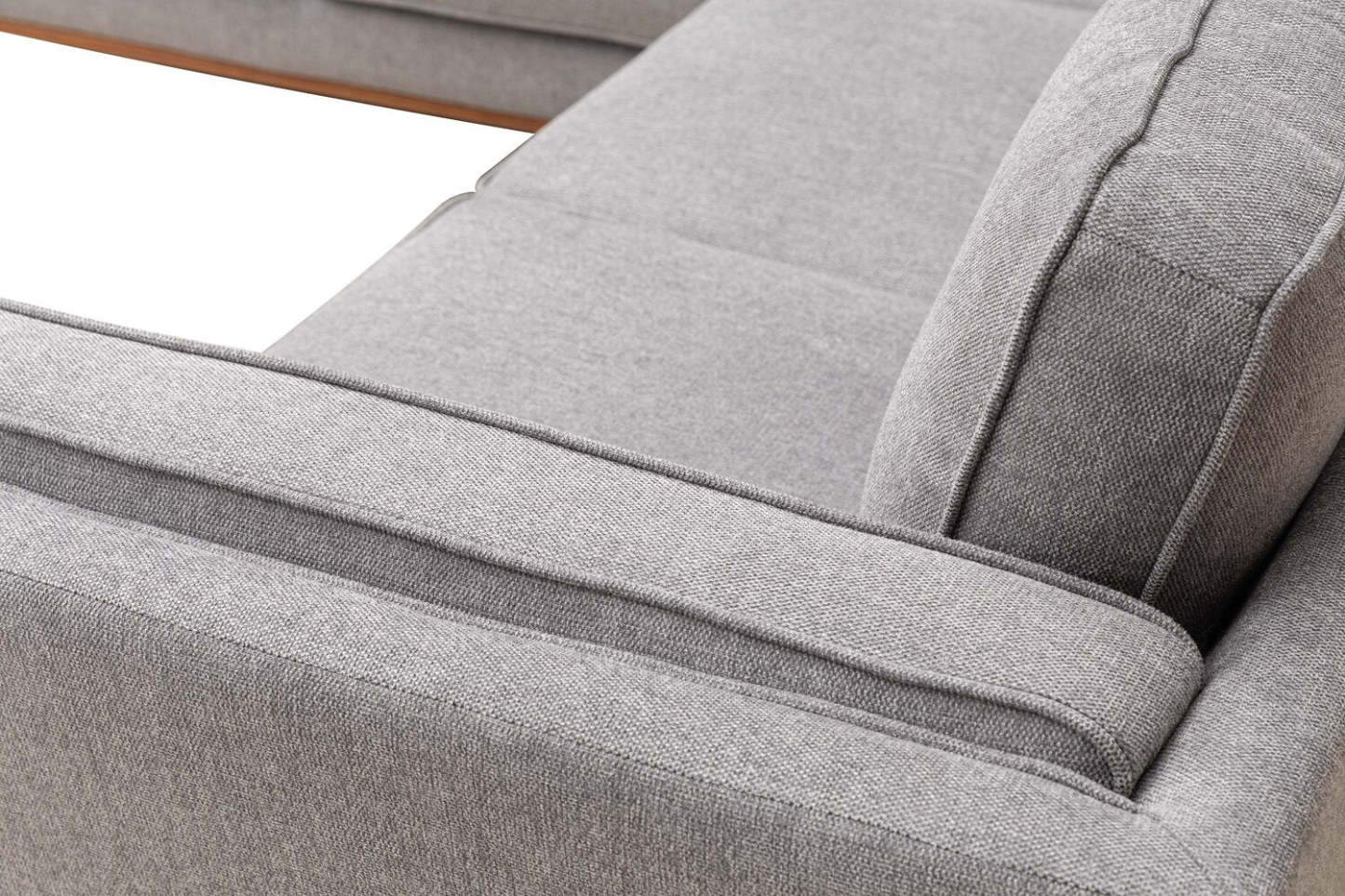 Sofa sectionnel Kassia de Kort & Co. 2 pièces en tissu d’apparence lin avec base et pattes en bois - gris