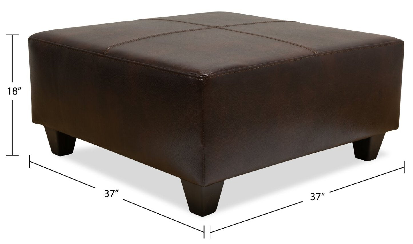 Fabriqué au Canada Pouf Addison 37 en similicuir - Brun | Pouf Addison de 37 po fabriqué au Canada d'apparence cuir - brun