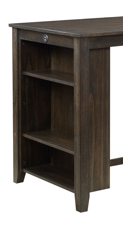 Lane 3pc Counter-Height Dining Set with Table & 2 Chairs, Built-in Shelves & USB, 36.5W - Brown | Ensemble de salle à manger Lane 3 pièces de hauteur comptoir avec table de 36,5 po (L), tablettes et port USB intégrées, et 2 chaises - brun