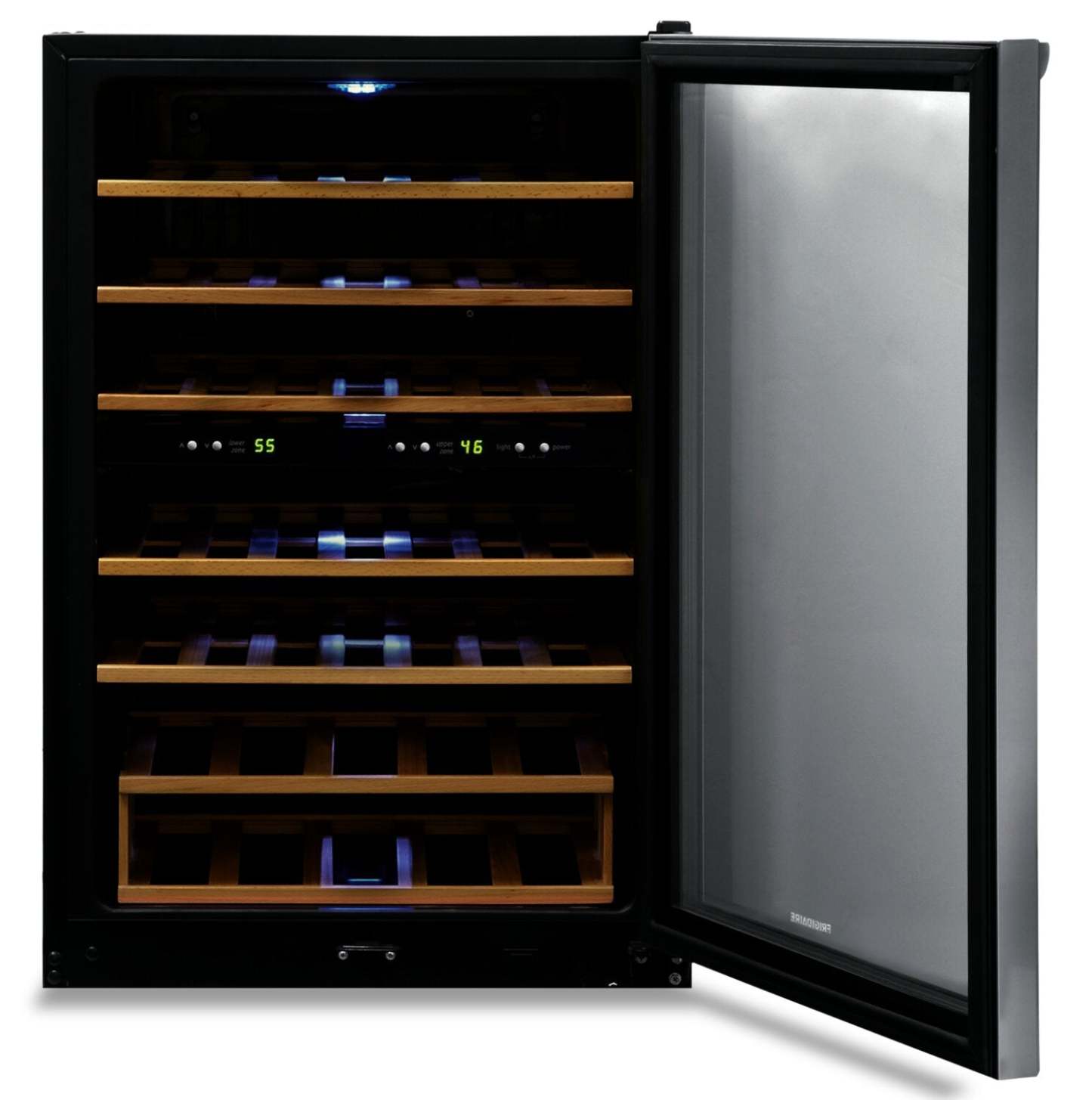Frigidaire 21,5 4,4 Cu. Fort. Réfrigérateur à vin à deux zones de 45 bouteilles - Acier inoxydable - FRWW454… | Réfrigérateur Frigidaire de 4,4 pi³ et de 21,5 po avec refroidisseur à vin à 2 zones à 45 bouteilles…