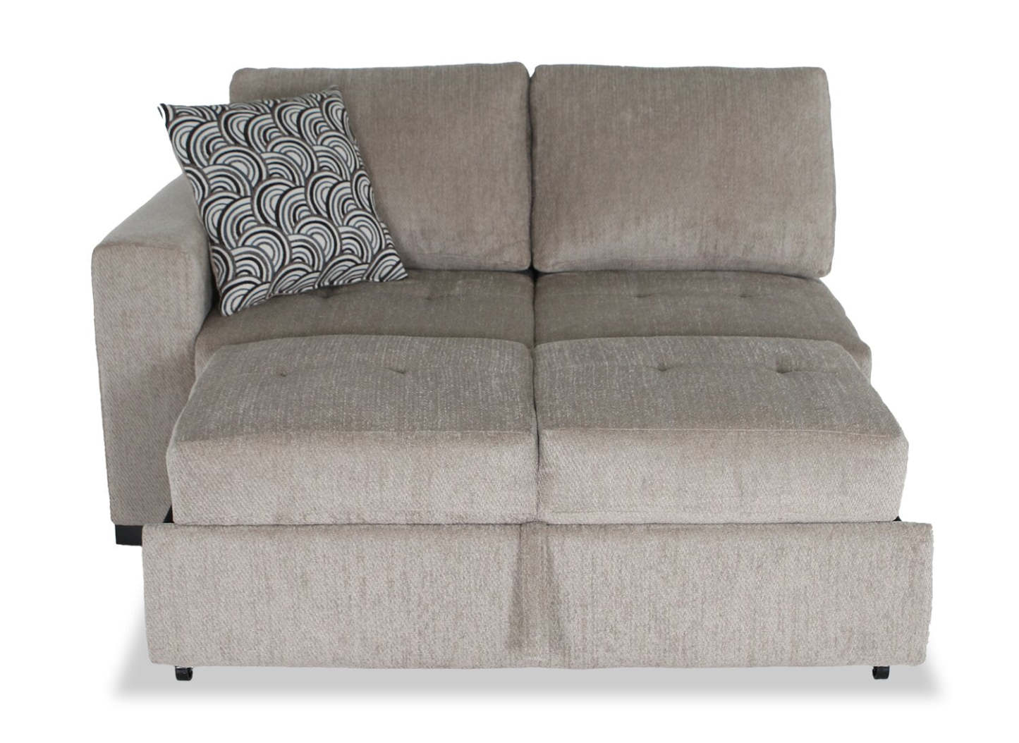 Fabriqué au Canada, canapé-lit sectionnel enveloppant Legend 2 pièces en tissu de chenille orienté à droite - beige platine