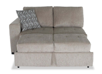 Fabriqué au Canada, canapé-lit sectionnel enveloppant Legend 2 pièces en tissu de chenille orienté à droite - beige platine