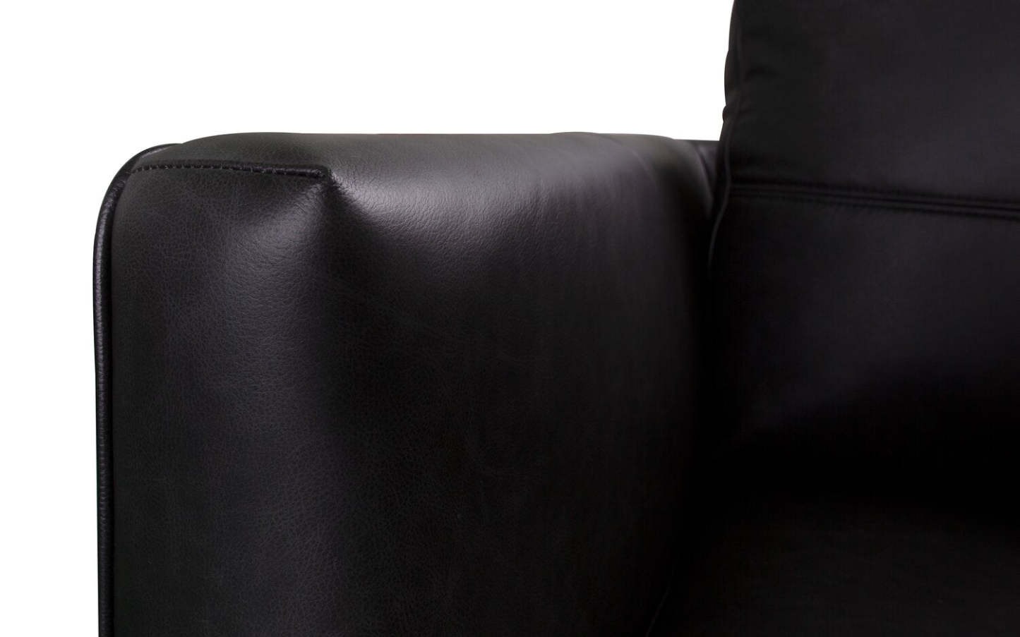 Melrose 84,5 po en cuir véritable de qualité supérieure avec pattes en métal - noir | Sofa Melrose 84.5 en cuir véritable de qualité supérieure avec pattes en métal - noir