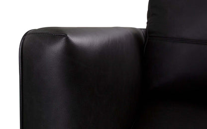 Chaise Melrose 36,5 en cuir véritable de première qualité avec pieds en métal - Noir | Fauteuil Melrose de 36,5 po en cuir de qualité supérieure avec pattes en métal véritable - noir