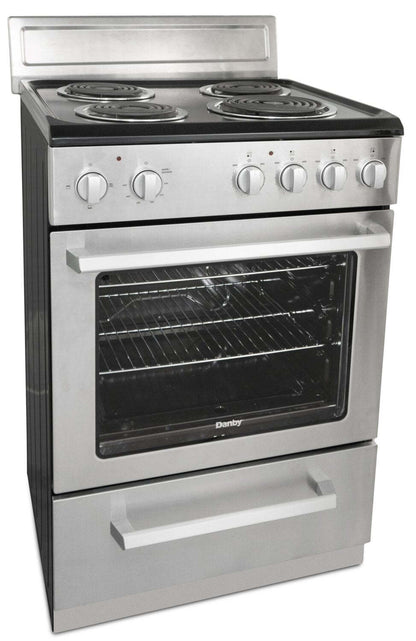 Cuisinière électrique Danby de 2,5 pi³ avec largeur compacte de 24 po et 4 brûleurs - acier inoxydable - DERM240BSS… | Cuisinière électrique Danby de 2,5 pi³ de largeur compacte de 24 po et à 4 brûleurs - acier inoxydable…