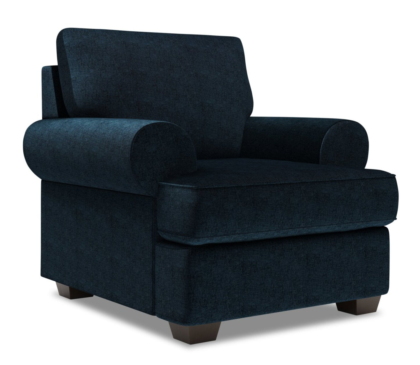 Fauteuil Roll de Sofa Lab de 42 po fabriqué au Canada en tissu de chenille avec accoudoirs enroulés - bleu Luxury Indigo | RO303193