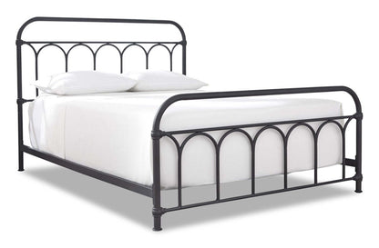 Lit en métal Nora avec tête de lit et cadre, noir - Grand lit | Lit Nora en métal avec tête de lit et cadre de lit, noir - format grand lit