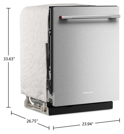 Lave-vaisselle KitchenAid de 24 po et de 44 dBA avec troisième panier 360° Max JetsMC - acier inoxydable avec fini PrintShieldMC - KDTS624SPS