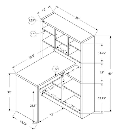 Bureau réversible Mollie 35,5 avec bibliothèque ouverte - Espresso |Bureau réversible Mollie de 35,5 po avec bibliothèque ouverte - espresso