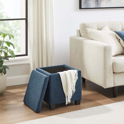 Ottawa 14.75 Square Fabric Storage Ottoman - Navy|Pouf de rangement carré Ottawa de 14,75 po en tissu - bleu marine