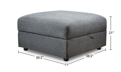 Scott Living Evolve Modular 39.5 Linen-Look Fabric Storage Ottoman with Feather Down Cushion - Charcoal Grey | Pouf de rangement modulaire Evolve de Scott Living de 39,5 po en tissu d’apparence lin avec coussin en duvet et plumes - gris anthracite