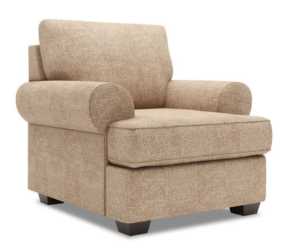 Fauteuil Roll de Sofa Lab de 42 po fabriqué au Canada en tissu de chenille avec accoudoirs enroulés - taupe Luxury Taupe | RO302893