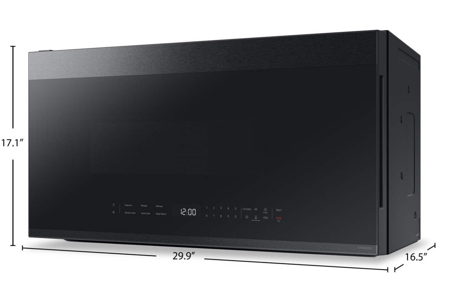 Samsung 2,1 Cu. Fort. Micro-ondes à grande portée avec 400 CFM et commande tactile en verre - Noir mat - ME… | Quatre à micro-ondes à hotte intégrée Samsung de 2,1 pi³ avec 400 pi³/min et commandes tactiles en ver…