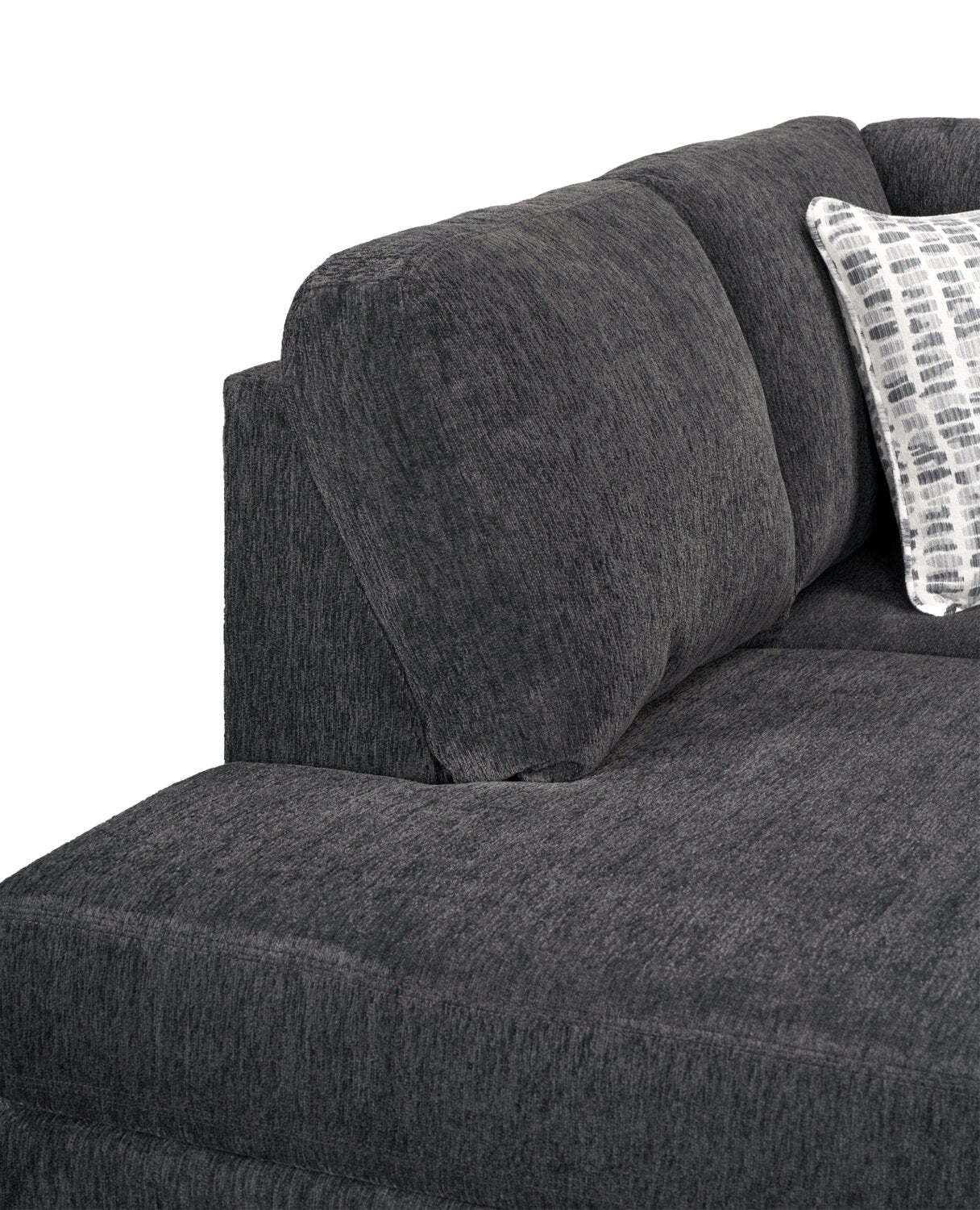 Fabriqué au Canada, canapé sectionnel de gauche Morgan 2 pièces en tissu de chenille avec coussins décoratifs - gris