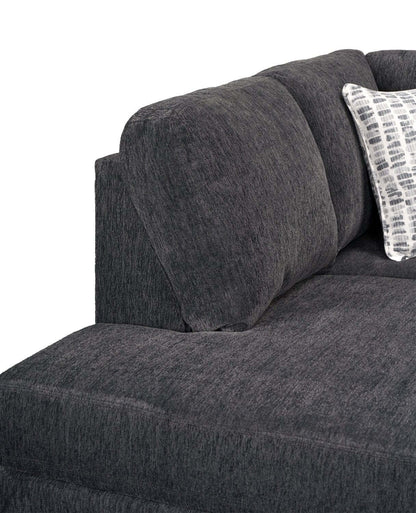 Fabriqué au Canada, canapé sectionnel de gauche Morgan 2 pièces en tissu de chenille avec coussins décoratifs - gris