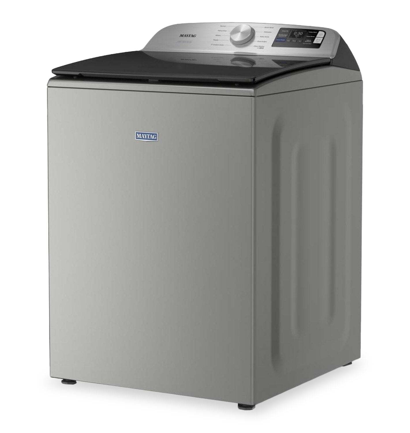 Maytag 6,0 pi³ Laveuse intelligente à chargement par le haut et 7,4 pi³ Sécheuse électrique - Argenté radieux | Maytag 6,0 Cu. Ft. Smart Top-Load Washer and 7.4 Cu. Ft. Electric Dryer - Radiant Silver